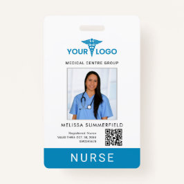 Crachá Business Logo QR Code Registered Nurse Photo ID 