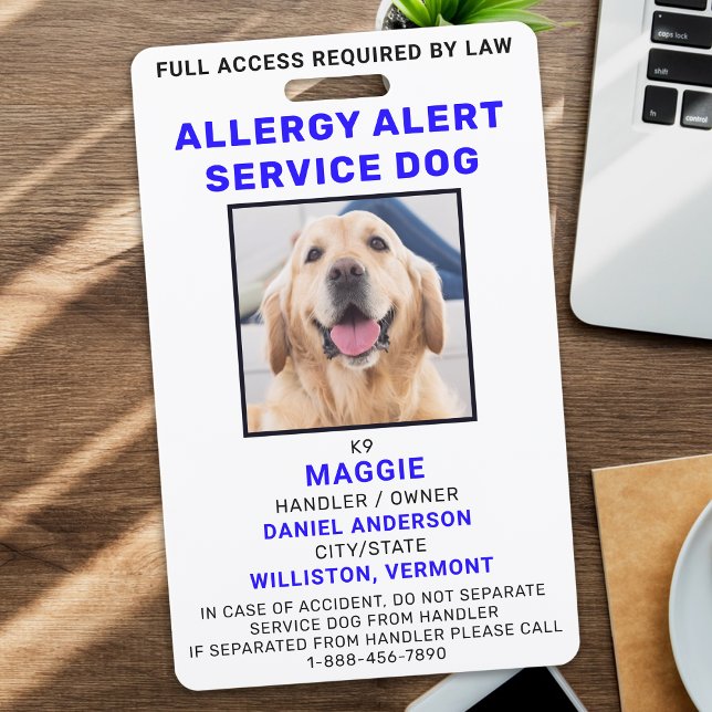 Crachá Cachorro de Alerta de Alergia com Foto Personaliza (Criador carregado)