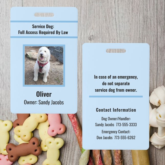 Crachá Cachorro de Serviço Personalizado Moderno ID Foto  (Criador carregado)