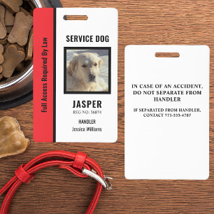 Crachá Cachorro de Serviço Personalizado Oficial Vermelho