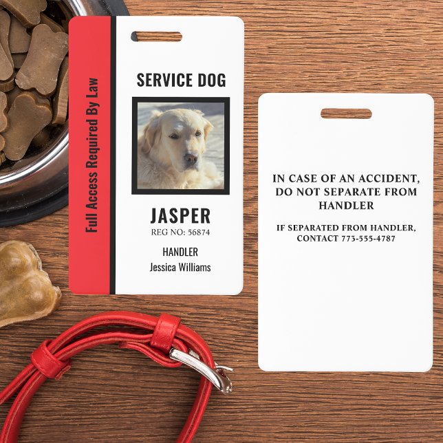Crachá Cachorro de Serviço Personalizado Oficial Vermelho (Criador carregado)