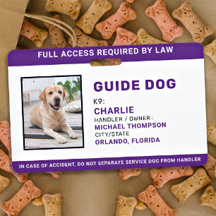 Crachá Cachorro Guia ID Personalizado Simples Foto de Cac