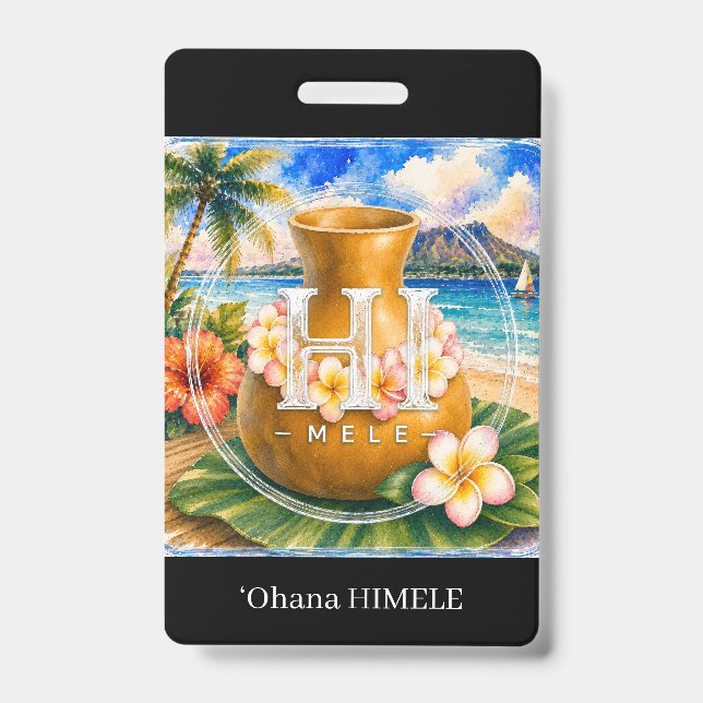 Crachá Cadalço de Nome HIMELE ʻOhana Ipu (Frente)