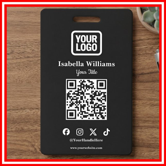 Crachá Cadalete de Evento com Código QR | Cartão de Ident (Criador carregado)