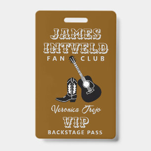 Crachá Cadeado de Passagem VIP James Intveld Fan Club Bas