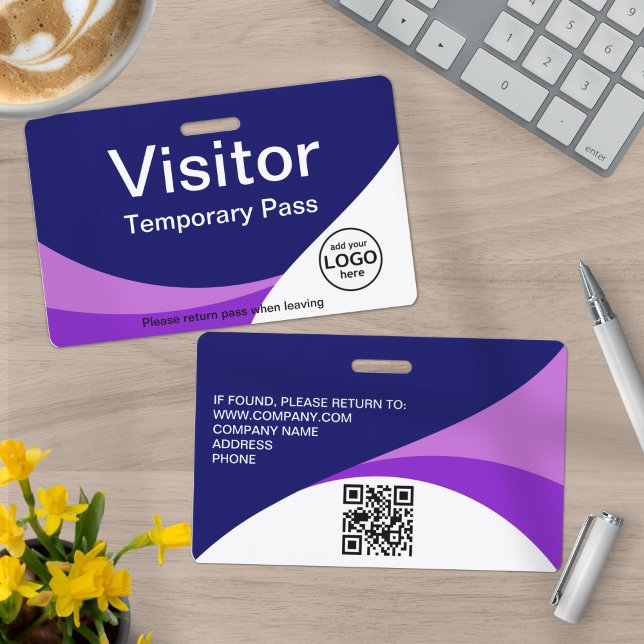 Crachá Cadeado Rocho Personalizado QR Code Roxo para Visi (Criador carregado)