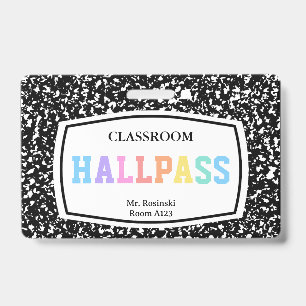 Crachá caderno de composição cartão de passagem pela sala