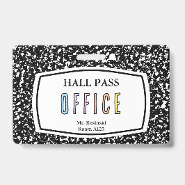 Crachá caderno de composição passagem pelo hall da escola