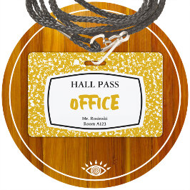 Crachá caderno de composição passagem pelo hall para educ
