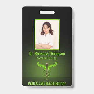 Crachá Caduceu de Medicina Alternativa Holística Folhas V