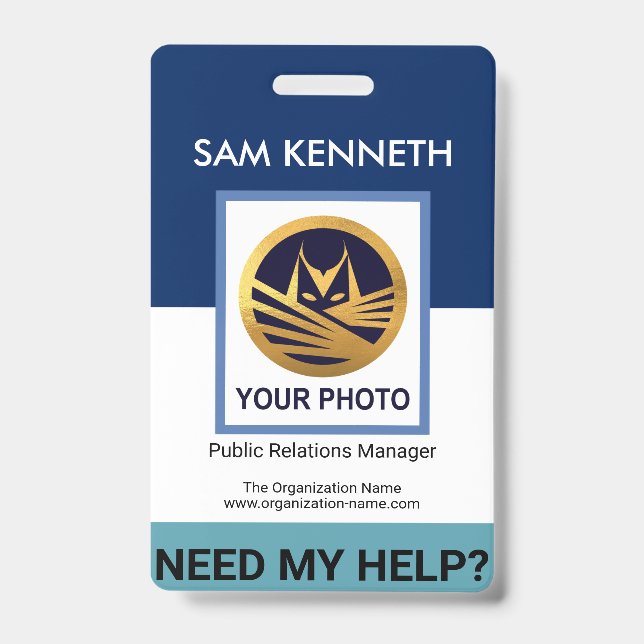 Crachá Camadas Azuis Brancas Simples Modelo HR (Front)