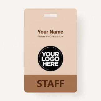 Crachá Camel Brown Employee Name Business Logo Etiqueta d