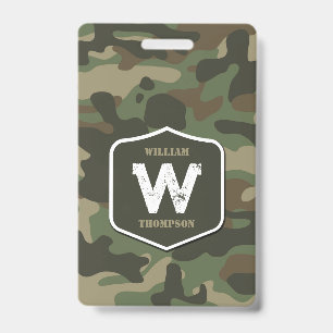 Crachá Camuflagem Verde Padrão Exército Monograma