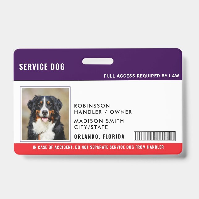 Crachá Cão de Serviço Personalizado (Frente)