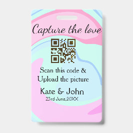 Crachá Capturar a combinação azul-rosa do marble add QR s