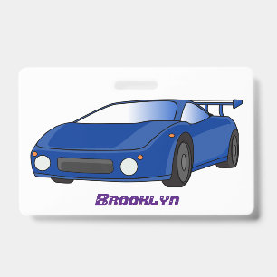 Crachá Carro desportivo azul com ilustração de airfoil