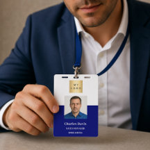 carta de identificação de funcionário azul marinho
