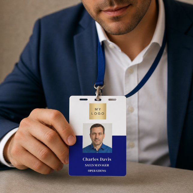 Crachá carta de identificação de funcionário azul marinho (Criador carregado)