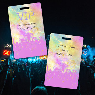 Crachá Cartão de Acesso Total VIP de Nome Colorido Neon p