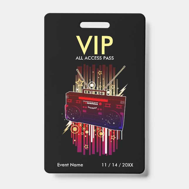 Crachá Cartão de Acesso VIP Boombox Blast (Frente)