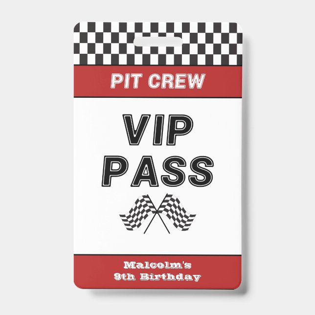 Crachá Cartão de Acesso VIP da Equipe de Pit Stop para Fe (Frente)