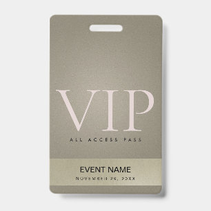 CRACHÁ CARTÃO DE ACESSO VIP PRATA ELEGANTE OURO PÁLIDO