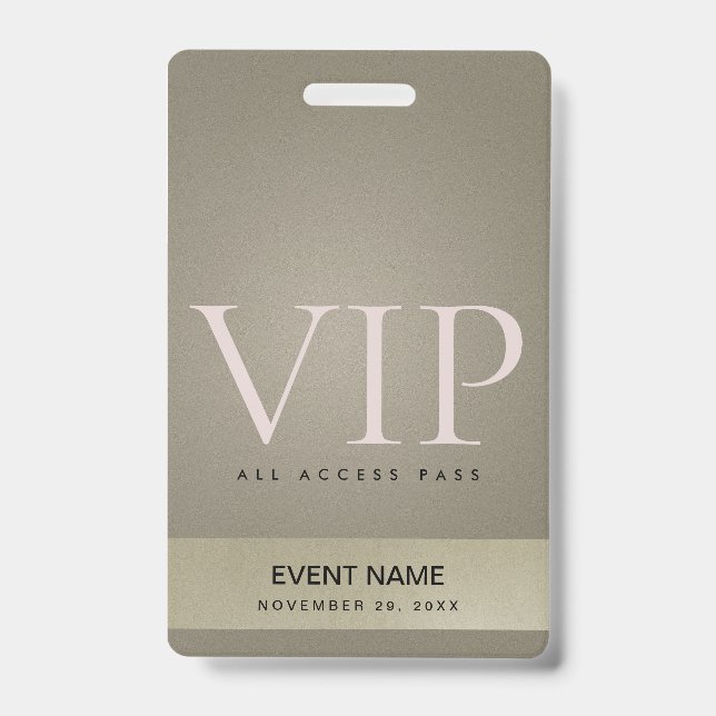 CRACHÁ CARTÃO DE ACESSO VIP PRATA ELEGANTE OURO PÁLIDO (Frente)