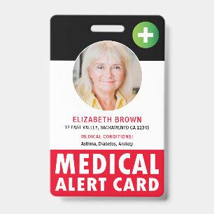 Crachá Cartão de Alerta Médico Personalizado