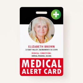 Crachá Cartão de Alerta Médico Personalizado