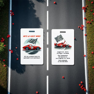 Crachá Cartão de Aniversário VIP de Carro de Corrida