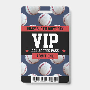 Crachá Cartão de Convite de Aniversário VIP de Beisebol
