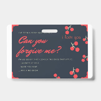Crachá cartão de desculpa