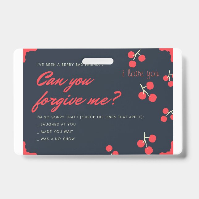 Crachá cartão de desculpa (Frente)