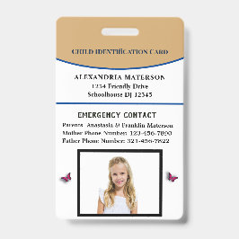 Crachá Cartão de Emergência de Identificação de Menino Me