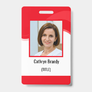 Crachá Cartão de Funcionário Personalizado Vermelho, Foto