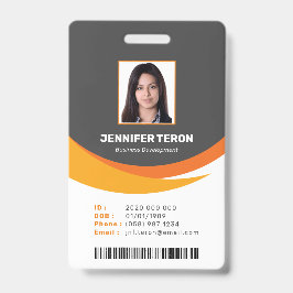 Crachá Cartão de ID de Funcionário da Cinza Moderna Perso