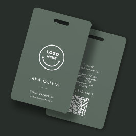 Crachá Cartão de ID de Funcionário Minimalista Logo QR Ne