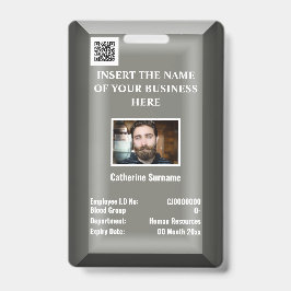 Crachá Cartão de ID de funcionário personalizado | cinza 
