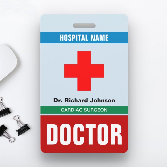 Crachá Cartão de ID Médico com Nome Personalizado (Criador carregado)