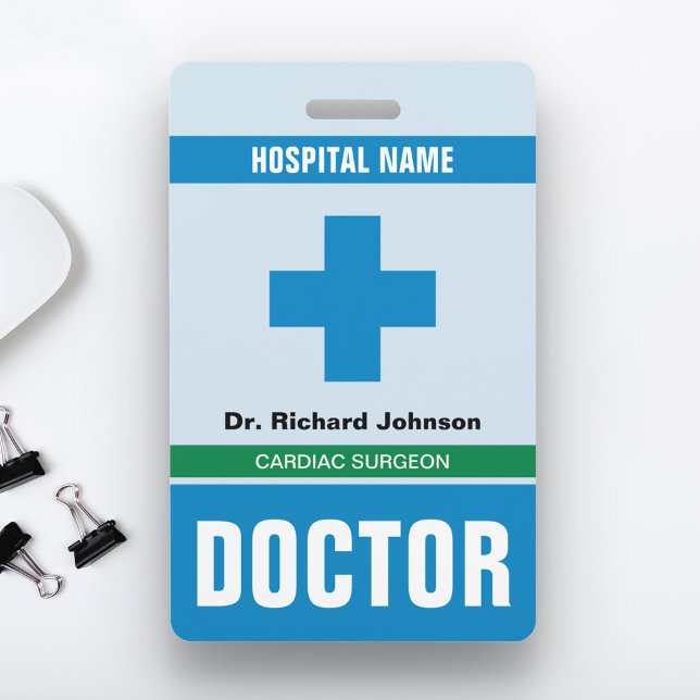 Crachá Cartão de ID Médico com Nome Personalizado (Criador carregado)