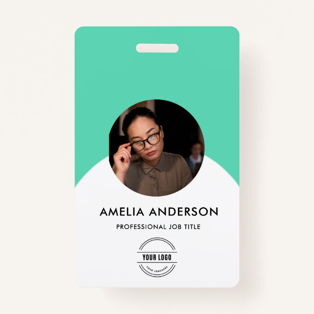 Crachá Cartão de ID Moderno | Empregado empresarial minim (Frente)