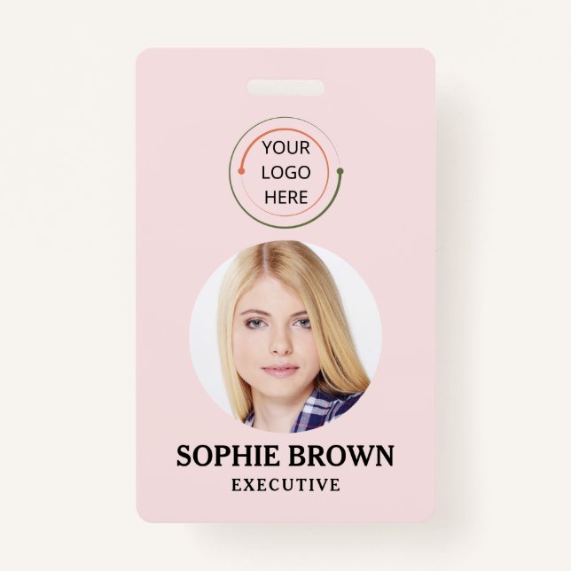 Crachá Cartão de ID Moderno | QR do trabalhador empresari (Frente)