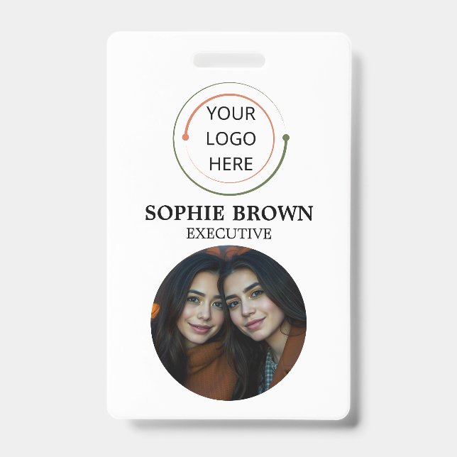 Crachá Cartão de ID Moderno | QR do trabalhador empresari (Front)