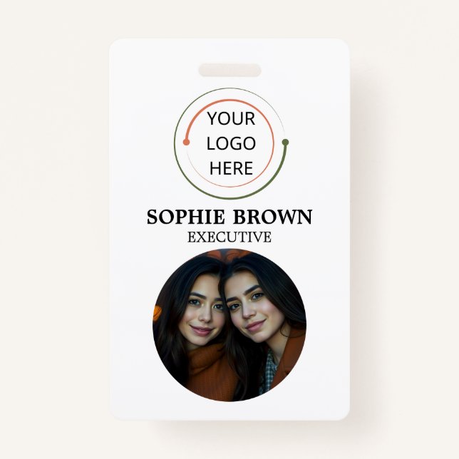 Crachá Cartão de ID Moderno | QR do trabalhador empresari (Frente)