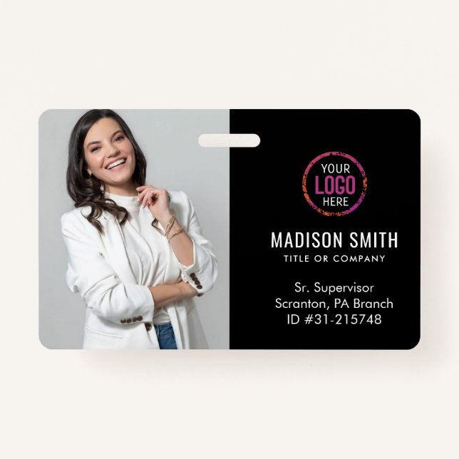 Crachá Cartão de identidade preto | Trabalhador Empresari (Frente)