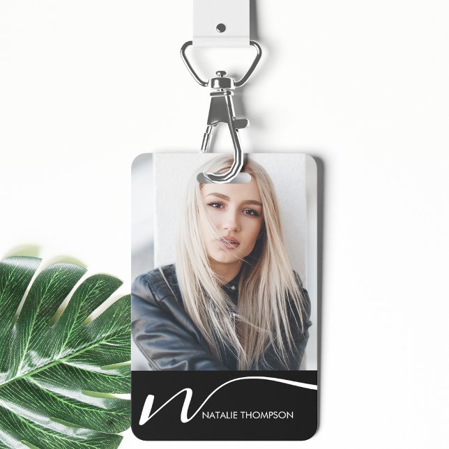 Crachá Cartão de Identificação com Foto Código QR Moderno (Criador carregado)