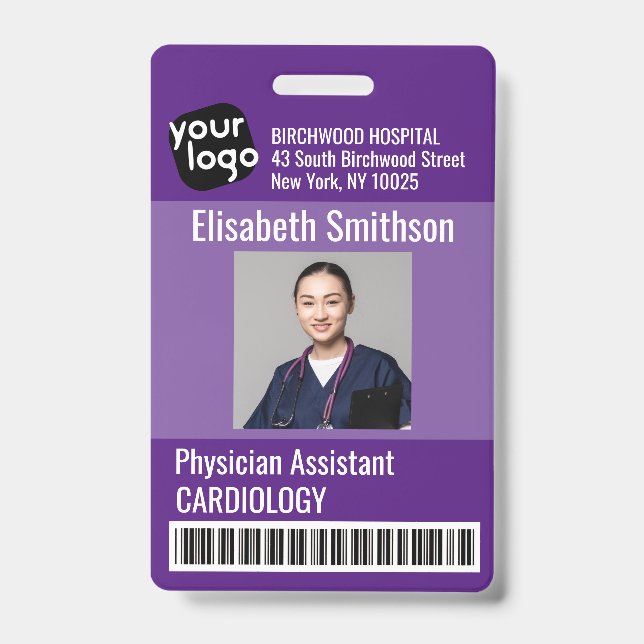 Crachá Cartão de Identificação de Assistente Médico Perso (Frente)