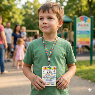 Crachá Cartão de identificação de autismo/Distintivo para