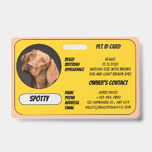 Crachá Cartão de Identificação de Foto de Animal de Estim