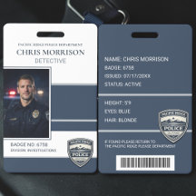 Cartão de Identificação de Foto ID da Polícia